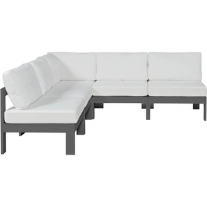Meridian Furniture Nizuc 90-inch 5-Piece Outdoor Patio Waterproof Fabric Modular Armless Sectional with Aluminum Frame