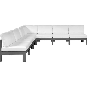 Meridian Furniture Nizuc 120-inch 7-Piece Outdoor Patio Waterproof Fabric Modular Armless Sectional with Aluminum Frame