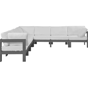 Meridian Furniture Nizuc 120-inch 7-Piece Outdoor Patio Waterproof Fabric Modular Sectional with Aluminum Frame