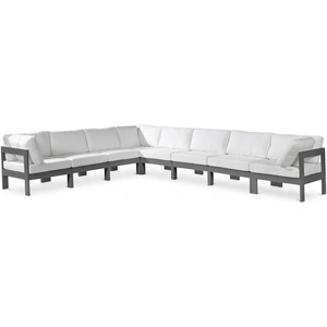Meridian Furniture Nizuc 150-inch 8-Piece Outdoor Patio Waterproof Fabric Modular Sectional with Aluminum Frame