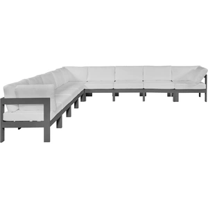 Meridian Furniture Nizuc 150-inch 9-Piece Outdoor Patio Waterproof Fabric Modular Sectional with Aluminum Frame