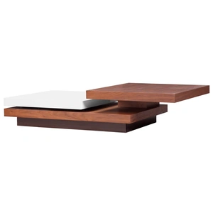 Beverly Hills Furniture Action Three Tiered Motion Coffee Table, Walnut/Hgh Gloss White