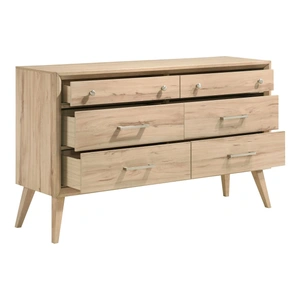 Homelegance Marrin Melamine/Wood 6-Drawer Double Dresser, Natural Oak