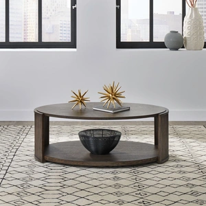 Liberty Furniture City View Oval Wood Storage Cocktail Table, Coffee Bean
