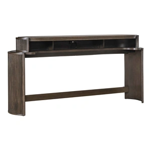 Liberty Furniture City View Oval Wood Console Bar Table w/Charging Station, Coffee Bean