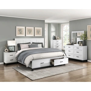 Homelegance Garretson Wood/Wood Veneer Storage Platform Bedroom Set, White/Metallic Gray