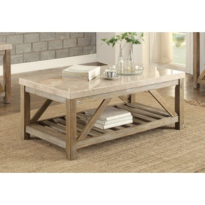 Homelegance Ridley Marble Coffee Table, Creamy/Beige