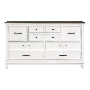 Homelegance Chesterton Wood 8-Drawer Dresser, Antique White/Dark Brown