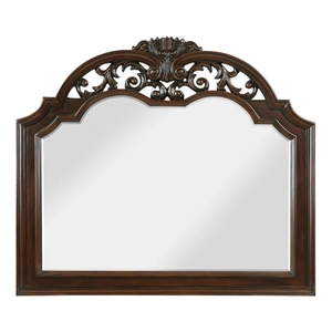 Homelegance Adelina Wood/Wood Veneer Arch Top Mirror, Cherry
