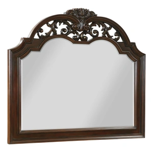 Homelegance Adelina Wood/Wood Veneer Arch Top Mirror, Cherry