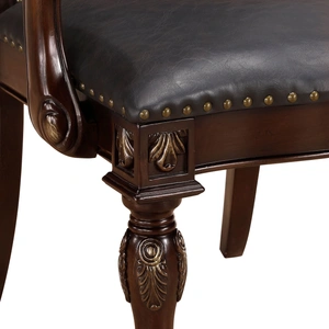 Homelegance Adelina Faux Leather/Wood Arm Chair, Brown (Set of 2)
