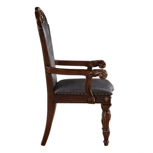 Homelegance Adelina Faux Leather/Wood Arm Chair, Brown (Set of 2)