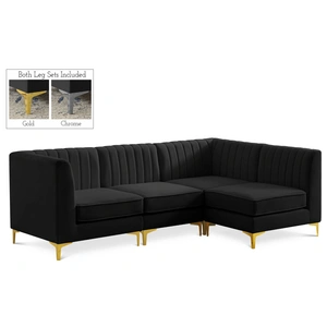 Meridian Furniture Alina 93-inch 4-Piece Velvet Modular Sectional