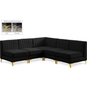 Meridian Furniture Alina 85.5-inch 5-Piece Velvet Modular Sectional
