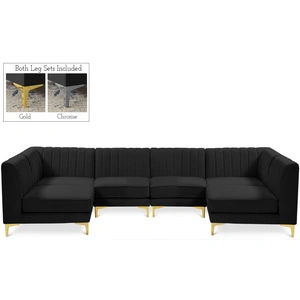 Meridian Furniture Alina 119-inch 6-Piece Velvet Modular U-Shape Sectional