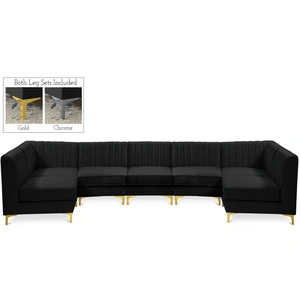 Meridian Furniture Alina 145-inch 7-Piece Velvet Modular Sectional