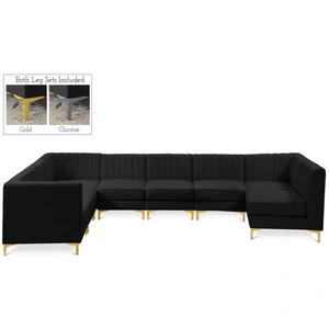 Meridian Furniture Alina 119-inch x 119-inch 8-Piece Velvet Modular Sectional