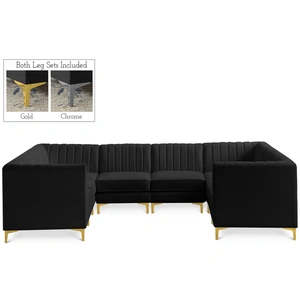 Meridian Furniture Alina 119-inch x 93-inch 8-Piece Velvet Modular Sectional