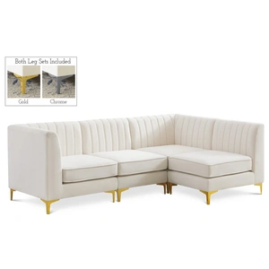 Meridian Furniture Alina 93-inch 4-Piece Velvet Modular Sectional