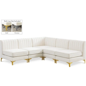 Meridian Furniture Alina 85.5-inch 5-Piece Velvet Modular Sectional
