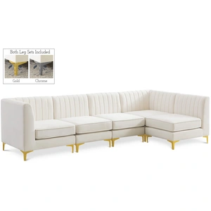 Meridian Furniture Alina 119-inch 5-Piece Velvet Modular Sectional