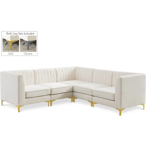Meridian Furniture Alina 93-inch 5-Piece Velvet Modular Sectional