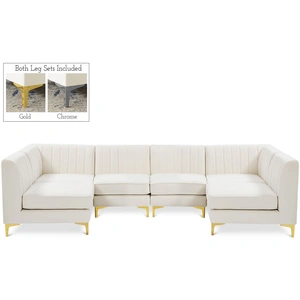 Meridian Furniture Alina 119-inch 6-Piece Velvet Modular U-Shape Sectional