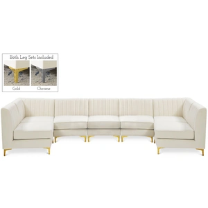 Meridian Furniture Alina 145-inch 7-Piece Velvet Modular Sectional