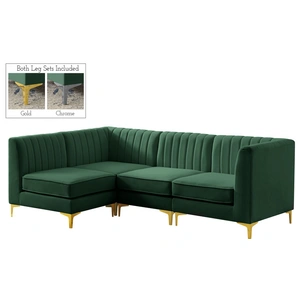 Meridian Furniture Alina 93-inch 4-Piece Velvet Modular Sectional