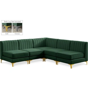 Meridian Furniture Alina 85.5-inch 5-Piece Velvet Modular Sectional