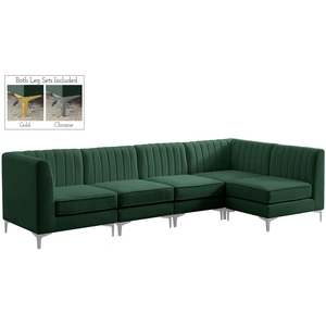 Meridian Furniture Alina 119-inch 5-Piece Velvet Modular Sectional