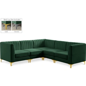 Meridian Furniture Alina 93-inch 5-Piece Velvet Modular Sectional