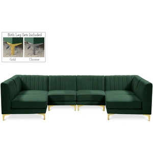 Meridian Furniture Alina 119-inch 6-Piece Velvet Modular U-Shape Sectional