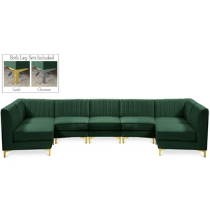 Meridian Furniture Alina 145-inch 7-Piece Velvet Modular Sectional