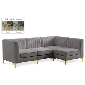 Meridian Furniture Alina 93-inch 4-Piece Velvet Modular Sectional