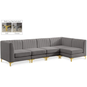Meridian Furniture Alina 119-inch 5-Piece Velvet Modular Sectional