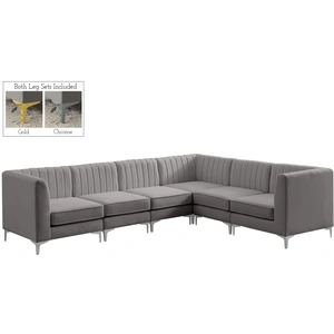 Meridian Furniture Alina 119-inch 6-Piece Velvet Modular Sectional