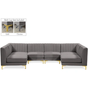 Meridian Furniture Alina 119-inch 6-Piece Velvet Modular U-Shape Sectional
