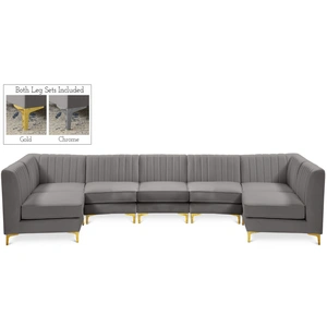 Meridian Furniture Alina 145-inch 7-Piece Velvet Modular Sectional