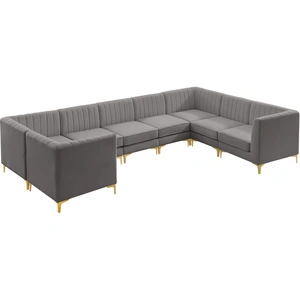 Meridian Furniture Alina 145-inch x 93-inch 8-Piece Velvet Modular Sectional