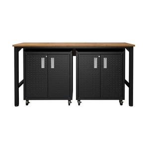 Manhattan Comfort Fortress 3-Piece Textured Metal Garage Storage Set, Composition 1