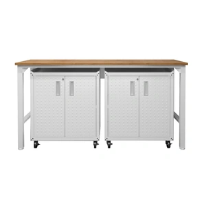 Manhattan Comfort Fortress 3-Piece Textured Metal Garage Storage Set, Composition 1