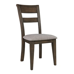 Liberty Furniture Double Bridge Linen/Wood Splat Back Side Chair, Dark Chestnut (Set of 2)