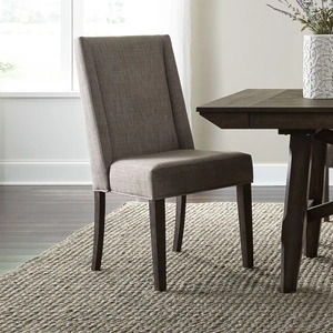 Liberty Furniture Double Bridge Linen/Wood Side Chair, Dark Chestnut (Set of 2)