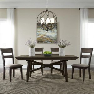 Liberty Furniture Double Bridge Extendable Trestle Dining Set | Dark Chestnut, Dark Chestnut