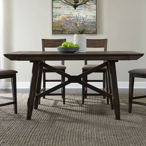 Liberty Furniture Double Bridge Extendable Gathering Dining Set | Dark Chestnut, Dark Chestnut