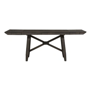Liberty Furniture Double Bridge Rectangular Wood Extendable Trestle Table, Dark Chestnut