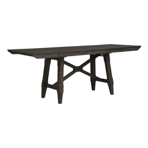 Liberty Furniture Double Bridge Rectangular Wood Extendable Trestle Table, Dark Chestnut