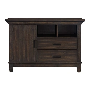 Liberty Furniture Double Bridge Wood Sideboard w/2 Drawers & Door, Dark Chestnut
