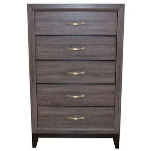 Galaxy Home Furnishings Sierra 5-Drawer Wood Veneer Chest in Foil Gray